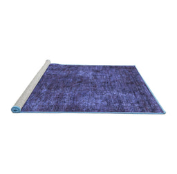 Sideview of Machine Washable Oriental Blue Industrial Rug, wshurb2899blu