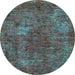 Round Oriental Light Blue Industrial Rug, urb2899lblu