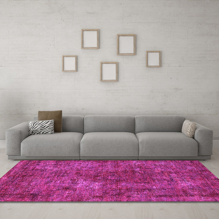 Machine Washable Oriental Pink Industrial Rug in a Living Room, wshurb2899pnk