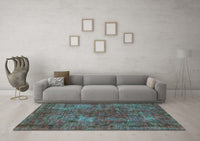 Machine Washable Oriental Light Blue Industrial Rug, wshurb2899lblu