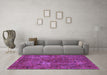 Machine Washable Oriental Purple Industrial Area Rugs in a Living Room, wshurb2899pur