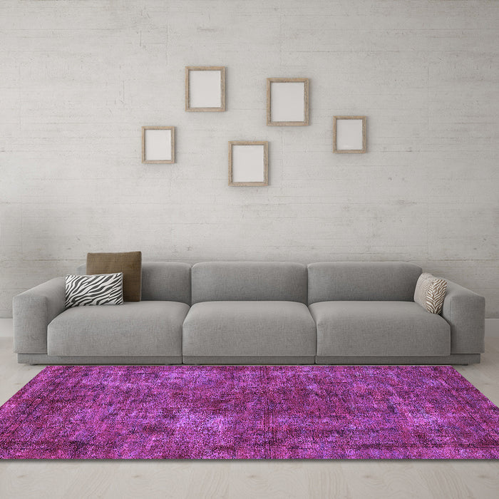 Machine Washable Oriental Purple Industrial Area Rugs in a Living Room, wshurb2899pur