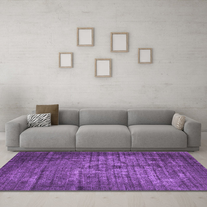 Machine Washable Oriental Purple Industrial Area Rugs in a Living Room, wshurb2900pur