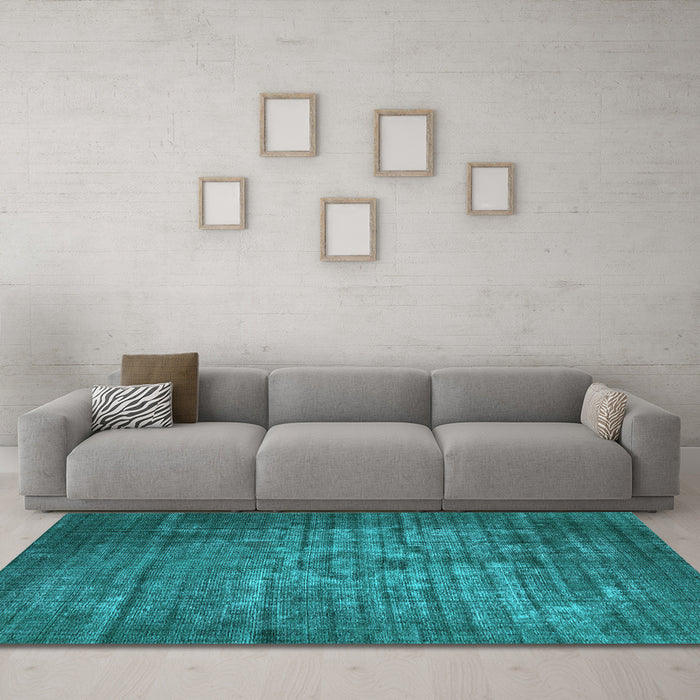 Machine Washable Oriental Light Blue Industrial Rug in a Living Room, wshurb2900lblu