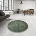 Round Machine Washable Industrial Modern Camouflage Green Rug in a Office, wshurb2900