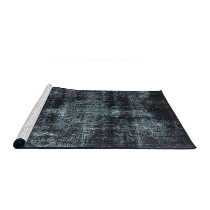 Sideview of Machine Washable Industrial Modern Marble Blue Rug, wshurb2901