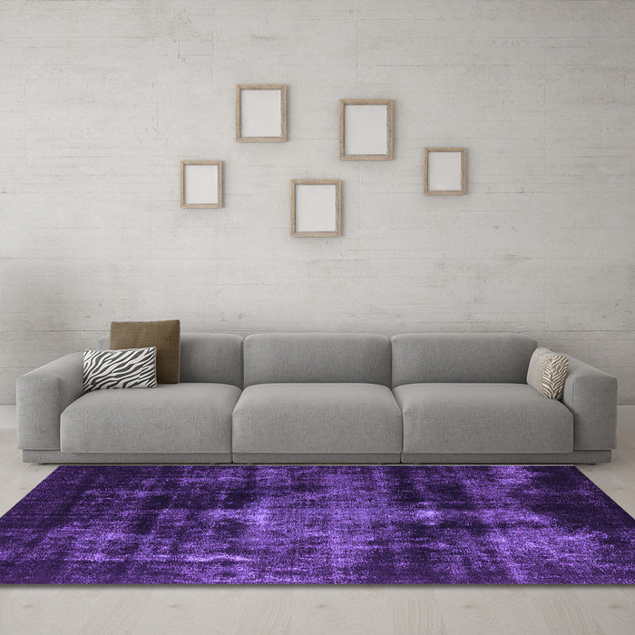 Machine Washable Oriental Purple Industrial Area Rugs in a Living Room, wshurb2901pur