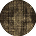 Round Oriental Brown Industrial Rug, urb2901brn