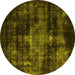 Round Machine Washable Oriental Yellow Industrial Rug, wshurb2901yw