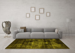 Machine Washable Oriental Yellow Industrial Rug in a Living Room, wshurb2901yw
