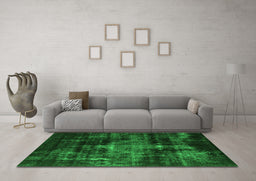 Machine Washable Oriental Green Industrial Area Rugs in a Living Room,, wshurb2901grn
