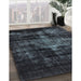 Mid-Century Modern Marble Blue Oriental Rug in Family Room, urb2901