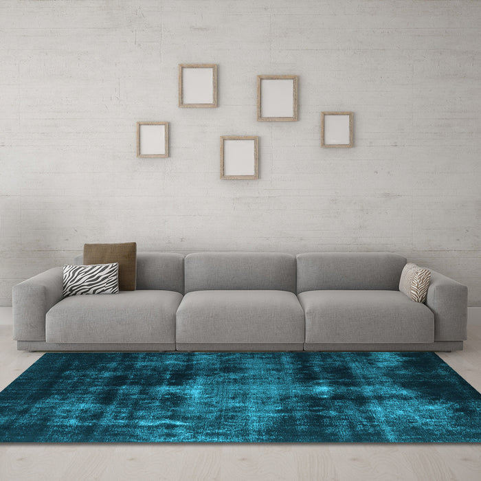 Machine Washable Oriental Light Blue Industrial Rug in a Living Room, wshurb2901lblu