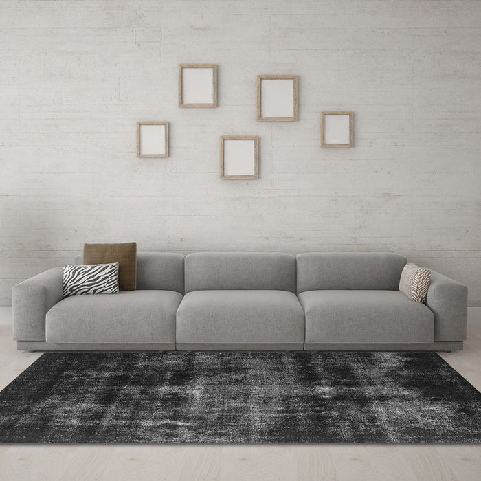 Machine Washable Oriental Gray Industrial Rug in a Living Room,, wshurb2901gry