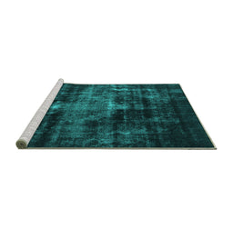 Sideview of Machine Washable Oriental Turquoise Industrial Area Rugs, wshurb2901turq