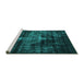 Sideview of Machine Washable Oriental Turquoise Industrial Area Rugs, wshurb2901turq