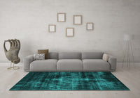 Machine Washable Oriental Turquoise Industrial Rug, wshurb2901turq