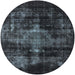 Round Mid-Century Modern Marble Blue Oriental Rug, urb2901