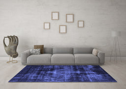 Machine Washable Oriental Blue Industrial Rug in a Living Room, wshurb2901blu