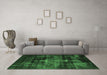 Machine Washable Oriental Emerald Green Industrial Area Rugs in a Living Room,, wshurb2901emgrn