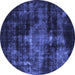 Round Oriental Blue Industrial Rug, urb2901blu