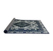 Sideview of Mid-Century Modern Dark Blue Grey Blue Oriental Rug, urb2902