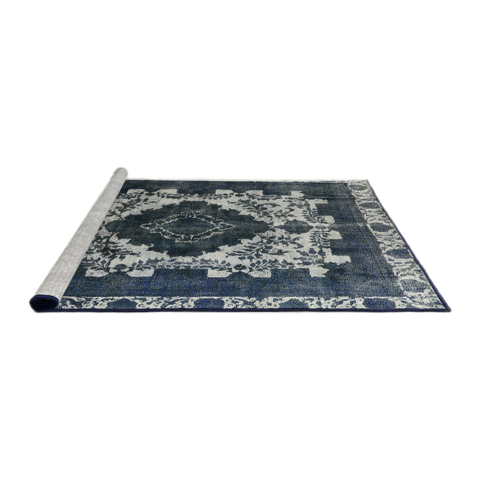 Sideview of Machine Washable Industrial Modern Dark Blue Grey Blue Rug, wshurb2902