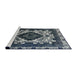 Sideview of Machine Washable Industrial Modern Dark Blue Grey Blue Rug, wshurb2902