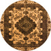 Round Machine Washable Oriental Orange Industrial Area Rugs, wshurb2902org