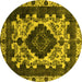 Round Oriental Yellow Industrial Rug, urb2902yw