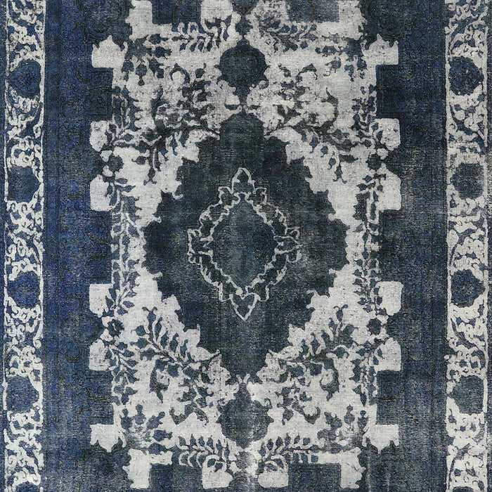 Mid-Century Modern Dark Blue Grey Blue Oriental Rug, urb2902