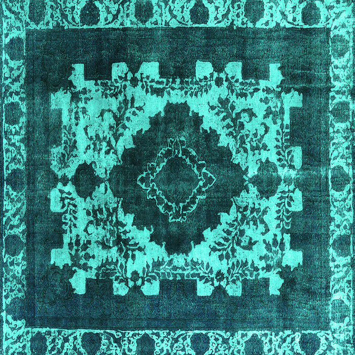 Square Oriental Turquoise Industrial Rug, urb2902turq