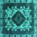 Square Oriental Turquoise Industrial Rug, urb2902turq