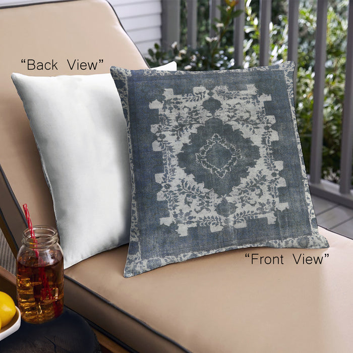 Front View of Mid-Century Modern Urban Square Dark Blue Grey Blue Throw Pillow, 18 inch by 18 inch, pwurb2902