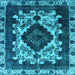 Square Machine Washable Oriental Light Blue Industrial Rug, wshurb2902lblu