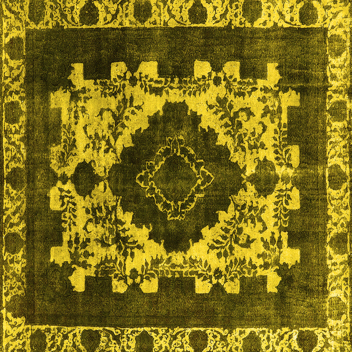 Square Machine Washable Oriental Yellow Industrial Rug, wshurb2902yw