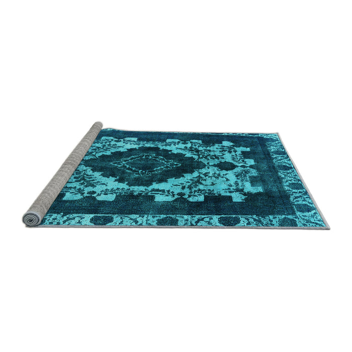 Sideview of Machine Washable Oriental Light Blue Industrial Rug, wshurb2902lblu