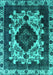 Machine Washable Oriental Turquoise Industrial Area Rugs, wshurb2902turq