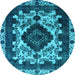 Round Oriental Light Blue Industrial Rug, urb2902lblu