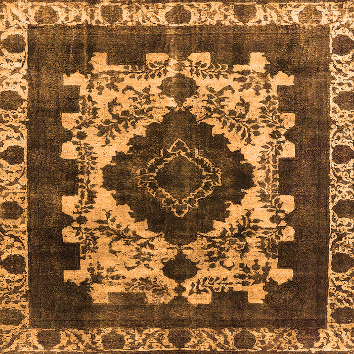 Square Machine Washable Oriental Orange Industrial Area Rugs, wshurb2902org