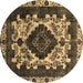 Round Oriental Brown Industrial Rug, urb2902brn