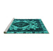 Sideview of Machine Washable Oriental Turquoise Industrial Area Rugs, wshurb2902turq