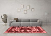 Machine Washable Oriental Red Industrial Rug, wshurb2902red