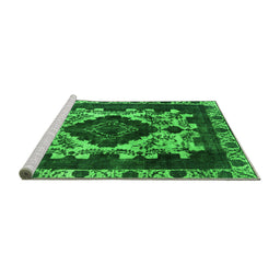 Sideview of Machine Washable Oriental Green Industrial Area Rugs, wshurb2902grn