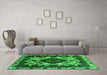 Machine Washable Oriental Green Industrial Area Rugs in a Living Room,, wshurb2902grn