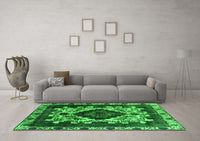 Machine Washable Oriental Green Industrial Rug, wshurb2902grn