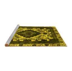 Sideview of Machine Washable Oriental Yellow Industrial Rug, wshurb2902yw