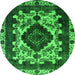 Round Oriental Green Industrial Rug, urb2902grn