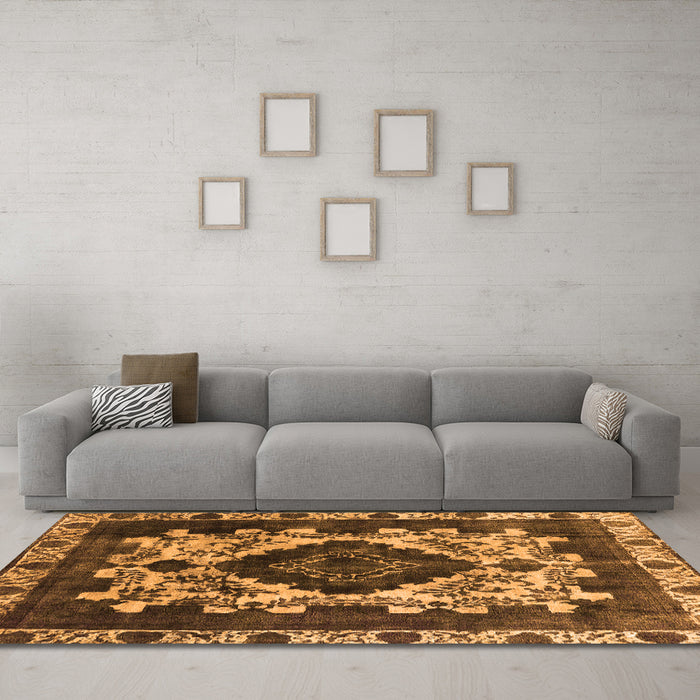 Machine Washable Oriental Orange Industrial Area Rugs in a Living Room, wshurb2902org