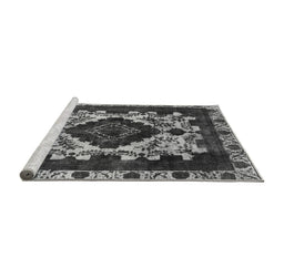 Sideview of Machine Washable Oriental Gray Industrial Rug, wshurb2902gry
